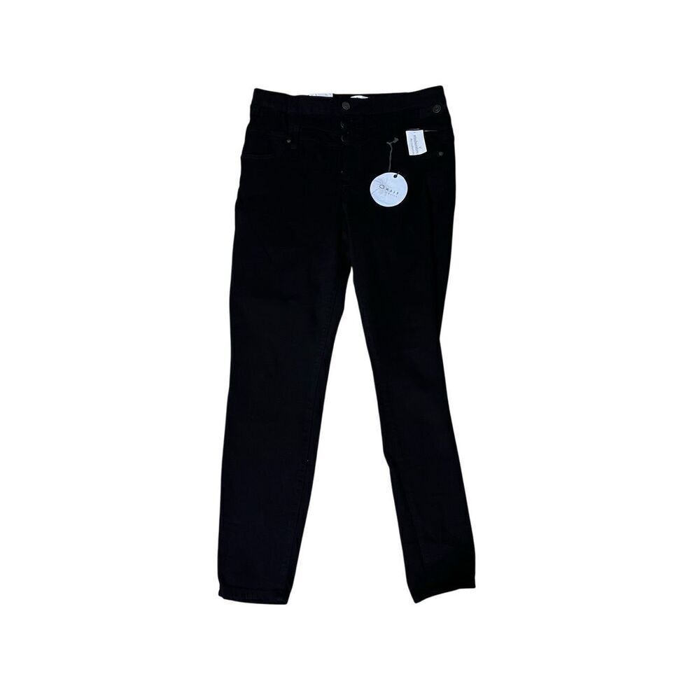 NWT Oasis Skye Stacked Waist Super High Rise Black Jeans size Jr 15